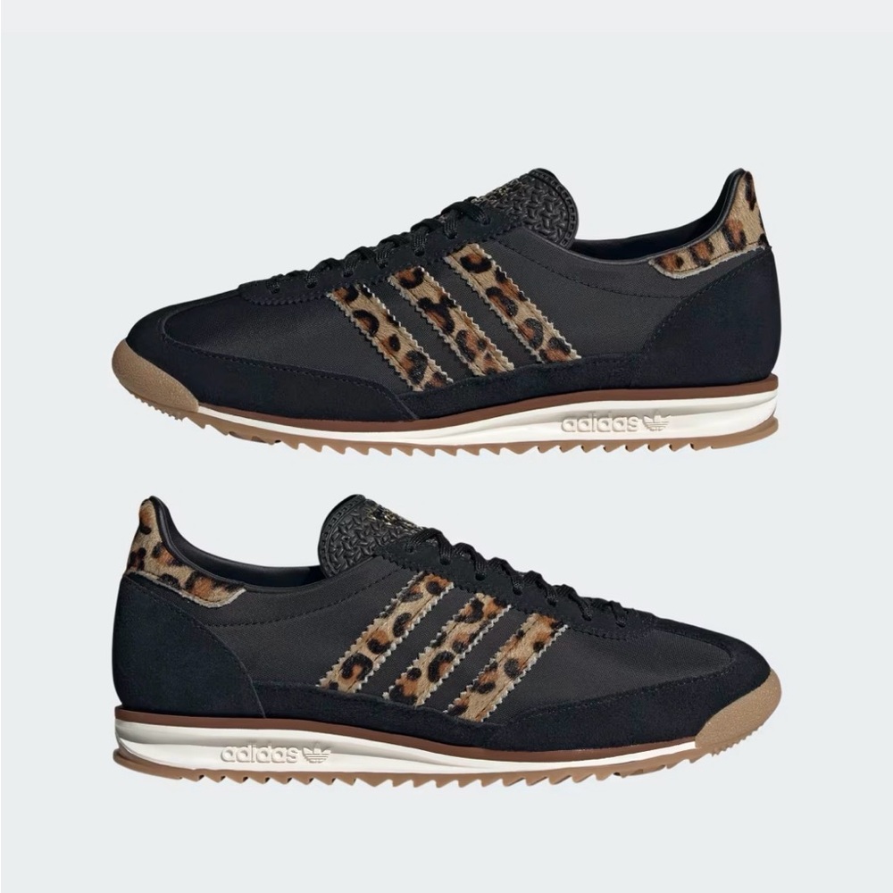 adidas SL 72 OG women’s Black and Tan Sneakers with Leopard Accents W10